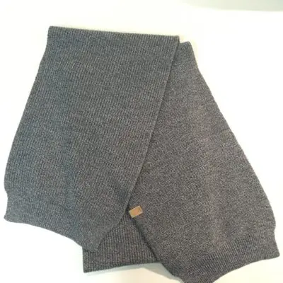 Merino Scarf in the Special Colour Black/White Mouliné Knitted in Half Cardigan 180 x 25 cm